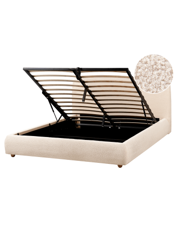 Beliani Doppelbett BLAGNAC in Beige - (W) 180 x (H) 98 x (L) 228 cm