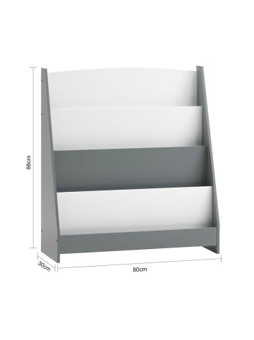 SoBuy Bücherregal in Hochglanzgrau - (W) 30 x (H) 88 x (L) 80 cm