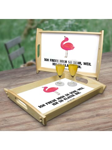 Mr. & Mrs. Panda Tablett Flamingo Stolz mit Spruch in Weiß