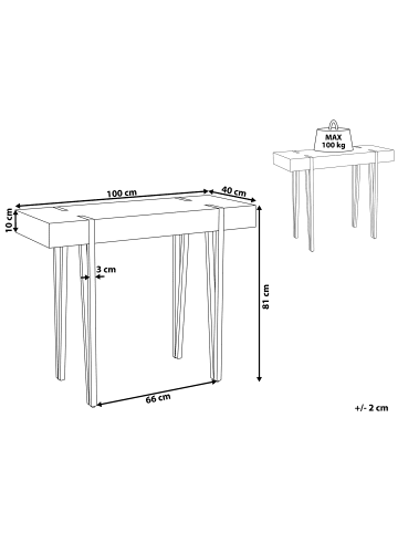 Beliani Konsolentisch ADENA in Braun/Schwarz - (W) 100 x (H) 81 x (L) 40 cm