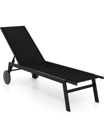 COSTWAY Sonnenliege mit Rollen Metall in Schwarz