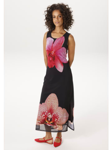 Aniston CASUAL Sommerkleid in schwarz-rot-fuchsia-weiß-pink-apricot-gelb