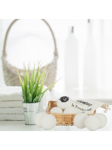 relaxdays 8 x Trocknerbälle in Weiß - Ø 7 cm