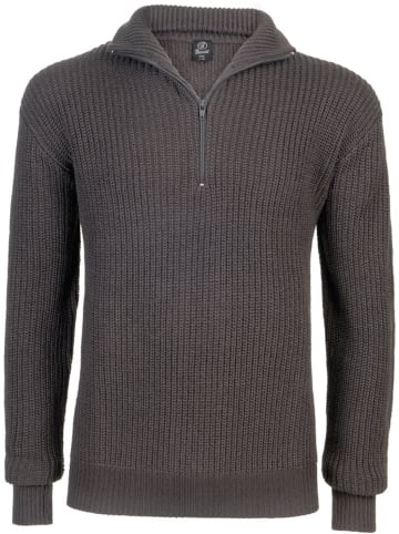 Brandit Pullover "Marine Pullover Troyer" in Grau
