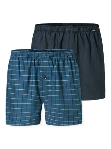 Schiesser Web-Boxershorts 2er Pack in Dunkelblau/Petrol