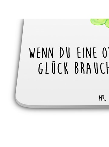 Mr. & Mrs. Panda Untersetzer Blume Kleeblatt mit Spruch in Weiß