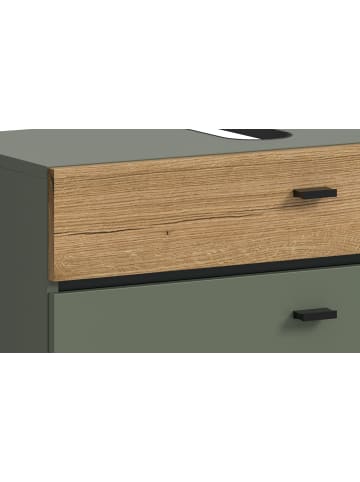 Inn.Furn Badmöbel-Set grün, Evoke Eiche 2-teilig 75 cm, Badkombination in modernem Design