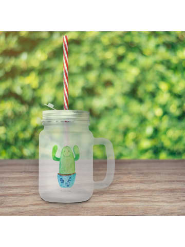 Mr. & Mrs. Panda Trinkglas Mason Jar Kaktus Happy ohne Spruch in Transparent