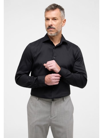 Eterna Performance Shirt Twill-Stretch Langarm in Schwarz