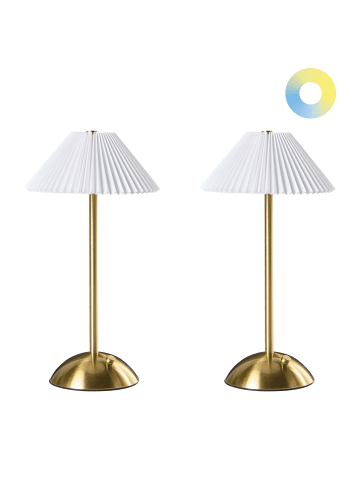 Beliani 2er-Set Tischlampe für den Außenbereich RUBA in Gold/Weiß