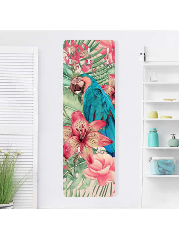 WALLART Garderobe - Blumenparadies tropischer Papagei in Bunt