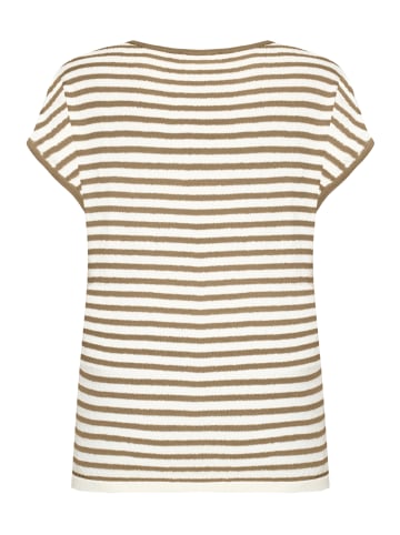 CARTOON Rundhals-Shirt mit Streifen in Cream/Khaki