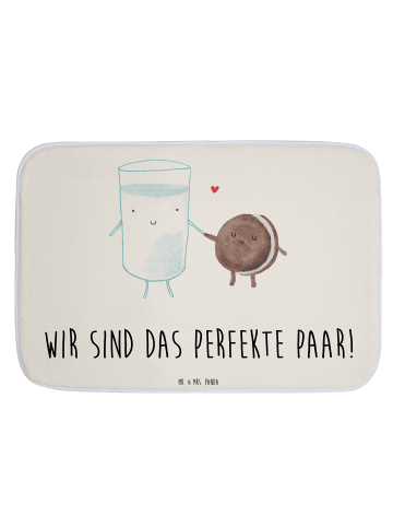 Mr. & Mrs. Panda Badeteppich Milch Keks mit Spruch in Weiß