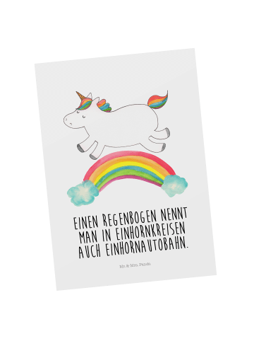 Mr. & Mrs. Panda Fotokarte Einhorn Regenbogen mit Spruch in Weiß