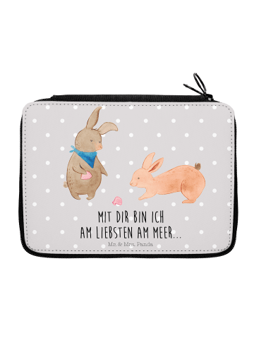 Mr. & Mrs. Panda Mäppchen Hasen Muschel mit Spruch in Grau Pastell