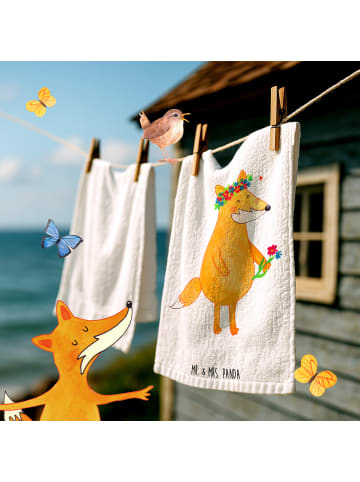 Mr. & Mrs. Panda Handtuch Fuchs Blumen ohne Spruch in Weiß