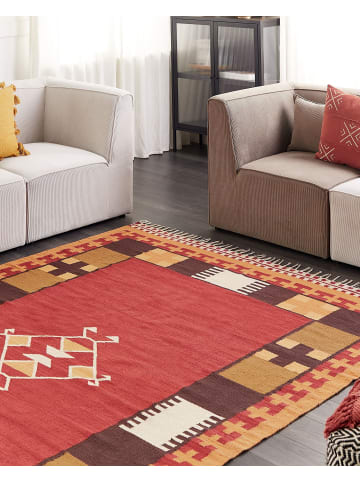 Beliani Kelim PARAKAR in Bunt/Rot/Braun - (W) 200 x (L) 300 cm