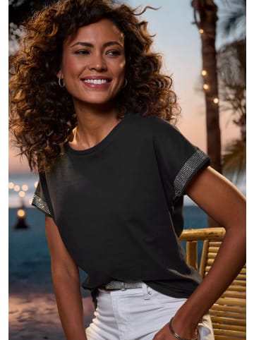 LASCANA Kurzarmshirt in schwarz