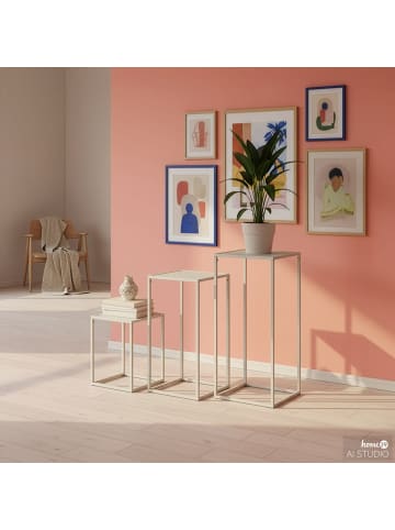 home24 home24 Beistelltisch als 3er-Set aus Eisen und MDF im skandinavischen Stil in Kaschmir