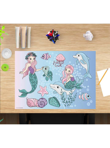 cover-your-desk.de  Schreibtischunterlage" Meerjungfrauen unter Wasser" in Blau (L)60 x (B)40
