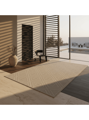 KADIMA DESIGN Teppich Outdoor Waschbar Raute IMST Strapazierfähig OEKO-TEX Balkon