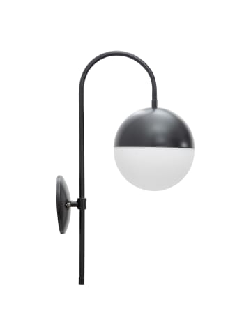 Mauro Ferretti Schwarze Metallwandleuchte mit weißer Glaskugel, 19 x 31 x 51 cm