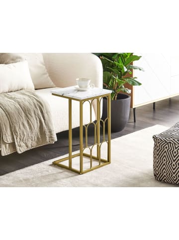 Beliani Beistelltisch PANDALE in Weiß/Gold - (W) 30 x (H) 54 x (L) 30 cm
