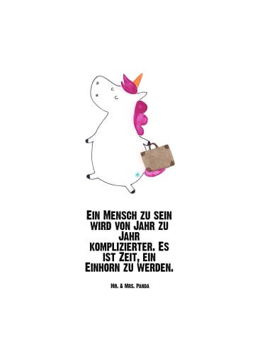 Mr. & Mrs. Panda Wasserflasche Einhorn Koffer mit Spruch in Weiß