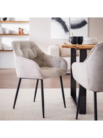 home24 home24 Armlehnenstuhl 2er-Set im modernen Stil in Beige