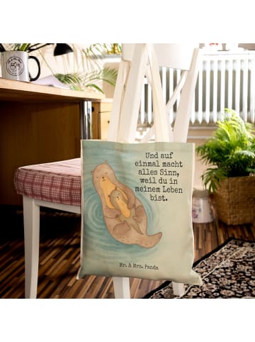 Mr. & Mrs. Panda taschen shopper Otter Kind Design mit Spruch in Weiß