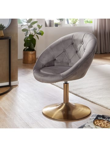 KADIMA DESIGN Loungesessel | 360° Drehbar, Samt, 67x80-100x62cm in Grau