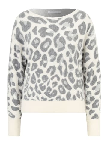 BETTY & CO Strickpullover mit U-Boot-Ausschnitt in Weiß/Grau