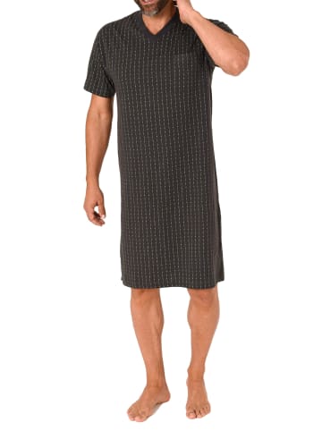 NORMANN Kurzarm Nachthemd Streifen - 78431 in dunkelgrau