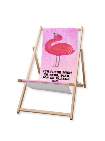 Mr. & Mrs. Panda Gartenliege Flamingo Stolz mit Spruch in Aquarell Pink