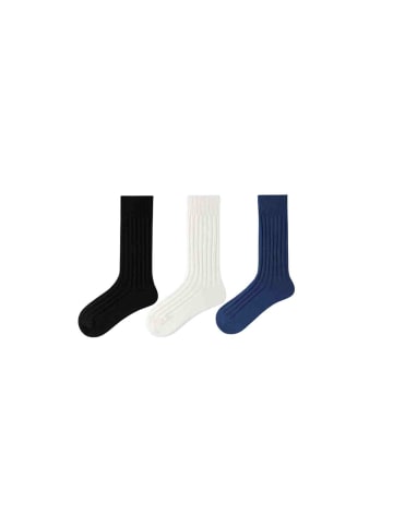 MUNADUNA 3er-Set Classic Socken in Schwarz/Weiß/Navy 35-39