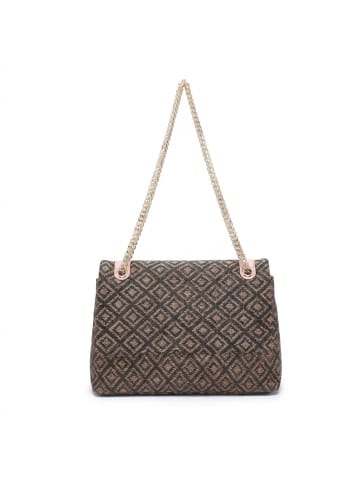 KASSANDRA Schultertasche in BLACK + BROWN