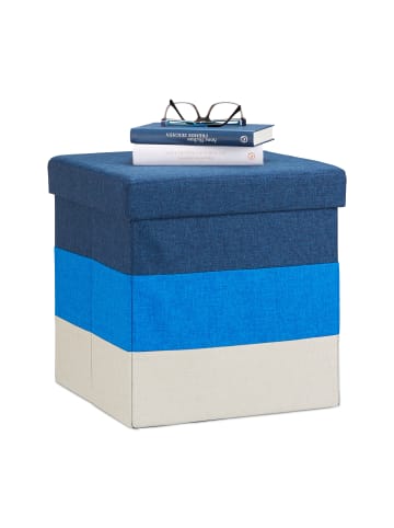 relaxdays Hocker in Blau/Weiß - (B)38 x (H)38 x (T)38 cm