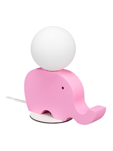 relaxdays Kinder-Nachttischlampe Pink/ Weiß - (B)20 x (H)21 x (T)10 cm