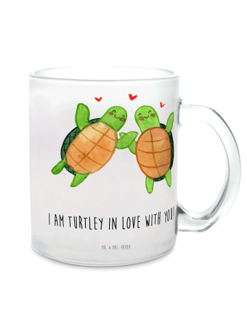 Mr. & Mrs. Panda Teeglas Schildkröten Paar mit Spruch in Transparent