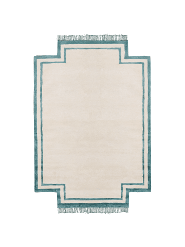 Beliani Kurzflor BERWARI in Beige/Blau - (W) 160 x (L) 230 cm