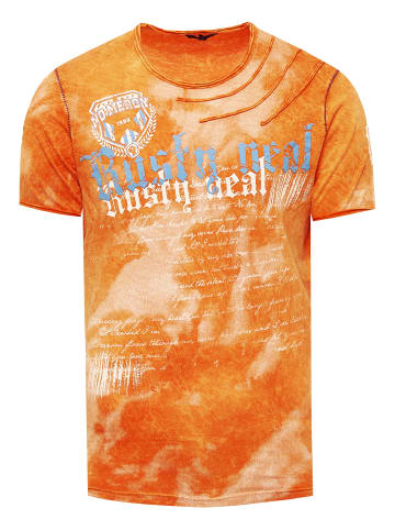 Rusty Neal Color Tie Dye Batik T-Shirt mit Logo-Print in Orange