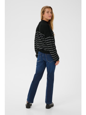 Kaffe Strickpullover KAlizz Loose fit in Black / Silver Stripe