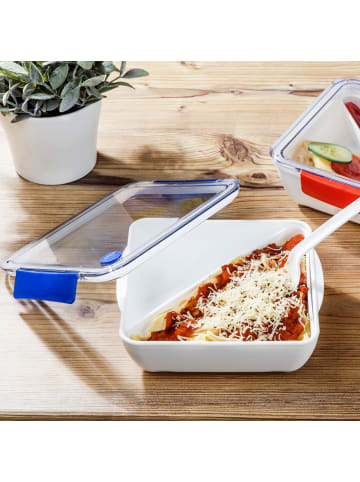 GAUMENKICK Lunchbox mit Gabel - 2 Fächer - 18,5 x 18,5 x 5cm - 1000ml - blau