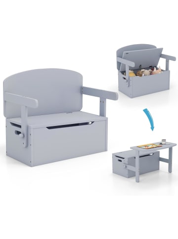 COSTWAY 3 in 1 Kindertisch mit Sitzbank in Grau