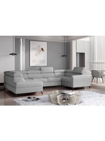 MF Design Esco Recamiere Links in Hellgrau -  (L) 200 x (B) 336 x (H) 92 cm