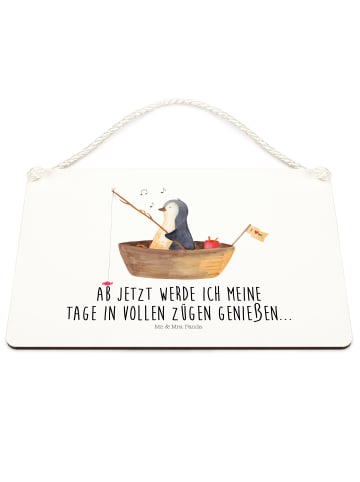 Mr. & Mrs. Panda Deko Wandbild Pinguin Angelboot mit Spruch in Weiß