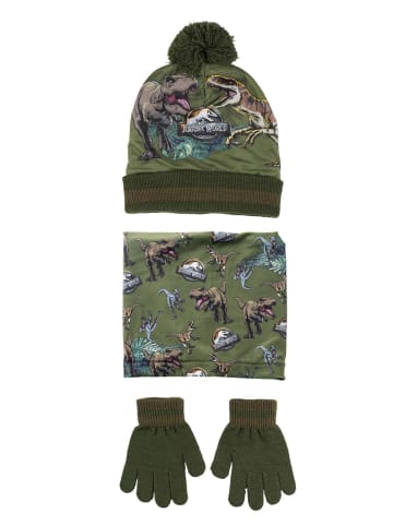 Jurassic World 3tlg. Set: Mütze, Schal und Handschuhe Winter-Set in Grün