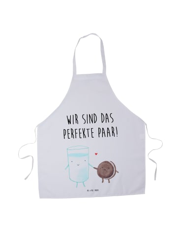 Mr. & Mrs. Panda Kochschürze Milch Keks mit Spruch in Weiß