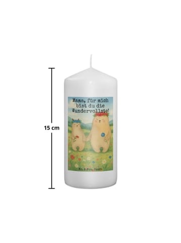 Mr. & Mrs. Panda Bedruckte Kerze Bären mit Blumenkranz Design mi... in Weiß