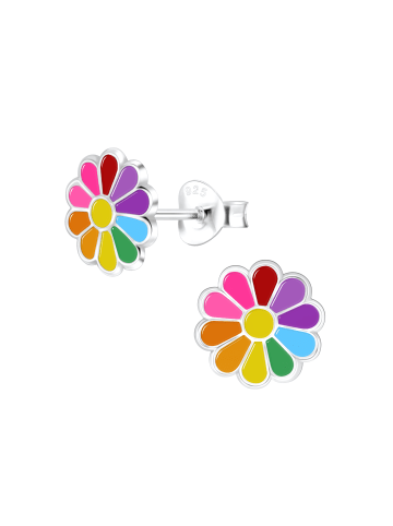 Alexander York Ohrstecker BLUME regenbogenfarben in 925 Sterling Silber, 2-tlg.